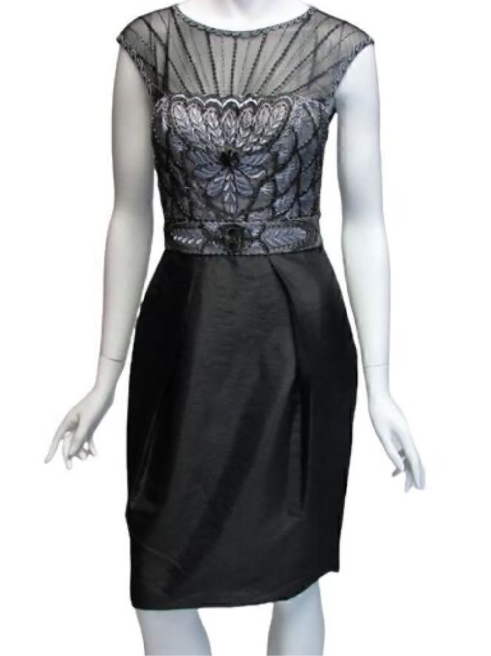 New! Sue Wong Black Beaded Midi Dress Woman's 8 -  Cocktail / wedding guest